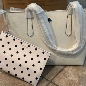 Kate Spade Black and White Tote with Polka Dot Pouch